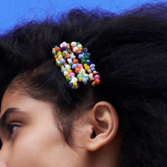 Zara Metal Barrettes Multi Color Beads - Picture 2 of 5